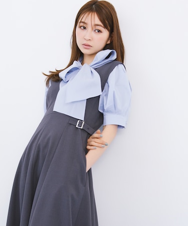 サイドリボンチュニックブラウス