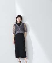 シャーリングシアーカーデセットワンピース