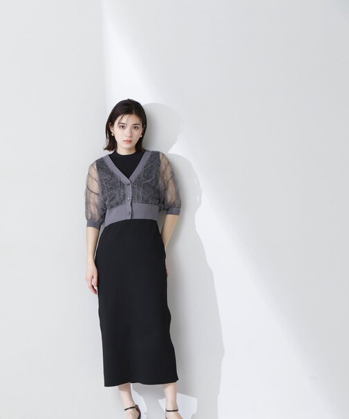 シャーリングシアーカーデセットワンピース