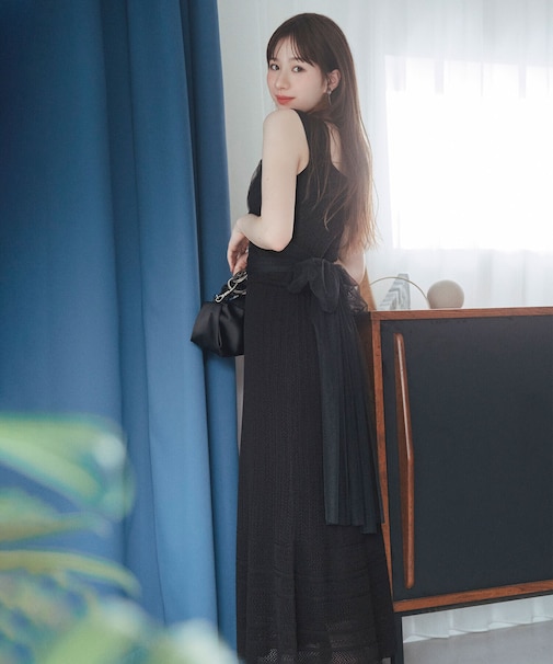 透かし編みニットセットアップ