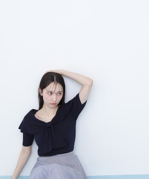 フロントリボンケープニット
