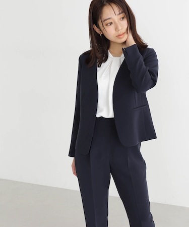 PeサテンストレッチSETUPシリーズ ノーカラージャケット　24SS