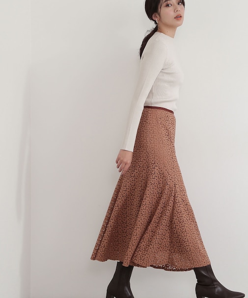 杢コードレーススカート