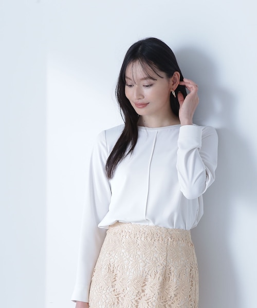 NATURAL  BEAUTY シフォンブラウスBE シフォン切替ネックブラウス｜ナチュラルビューティーベーシックの