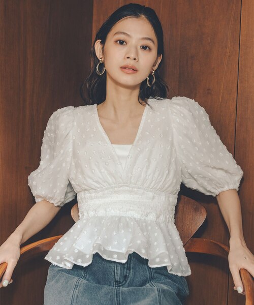 新品JaneMarpleドンルサロンSheer flowersクロップドブラウス JaneMarpleドンルサロン Sheer flowersクロップドブラウス