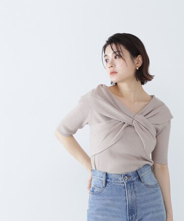 クロスリボンリブニット