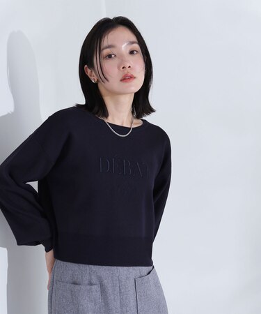 クロップド刺繍ロゴニット