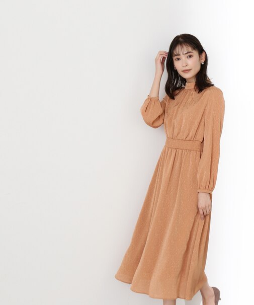 ジャガードシャーリングワンピース