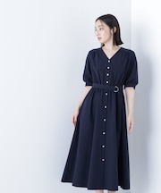 ゴールドボタンベルテッドワンピース