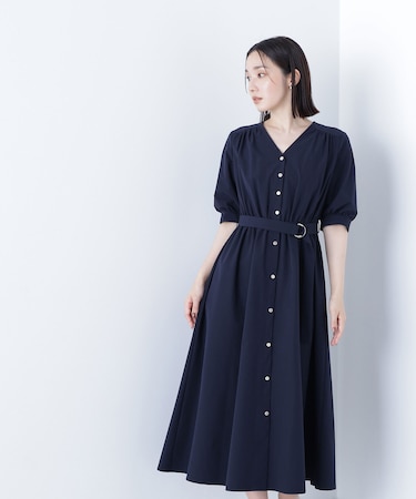 ゴールドボタンベルテッドワンピース
