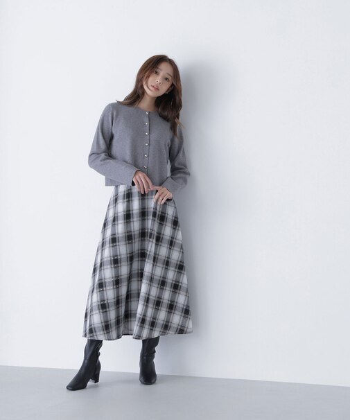 カラーヤーンチェックスカート