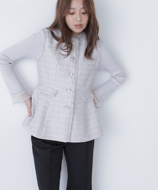 ツイードペプラムジレ