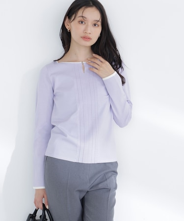 バイカラーフロントタックニット