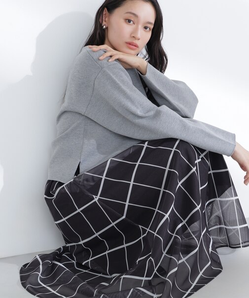 ウィンドペンチェックフレアスカート*