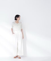 ナローリボンタックワイドパンツ*