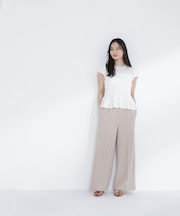 ナローリボンタックワイドパンツ*