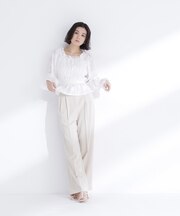 タックステッチベルテッドパンツ*