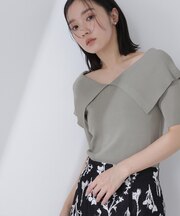 ビッグカラーボートネックニット*