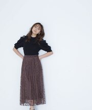 フラワーレースプリーツスカート*