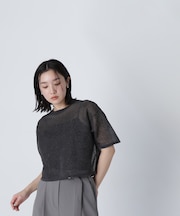 クロップドシアーニットTシャツ*