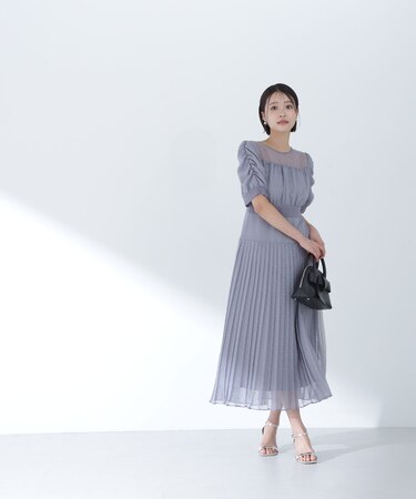 シアードットプリーツワンピース*