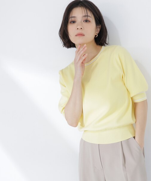 総針ベーシック バイカラーラインニット＊