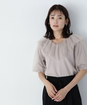 チュールラッフルレイヤードニット*