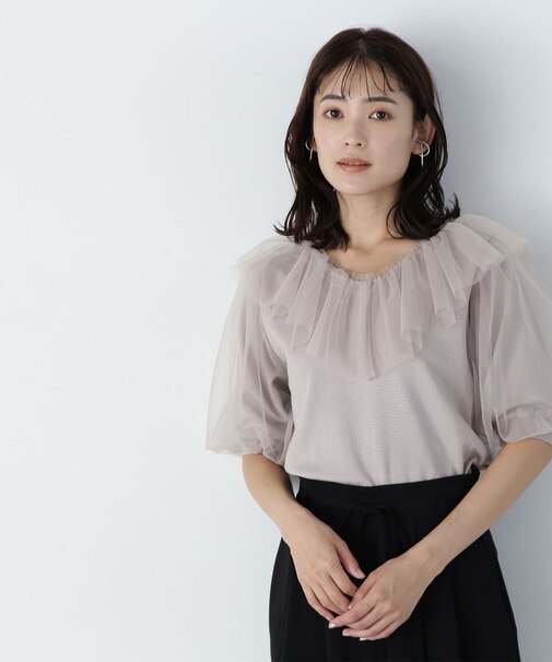 チュールラッフルレイヤードニット＊