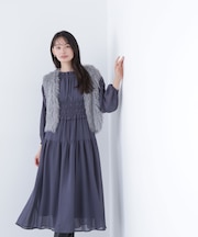 シャーリングシアーワンピース＊