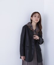 フェイクレザーシングルテーラードジャケット＊