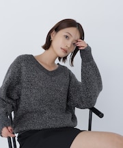 Vネックボクシーラメニット＊