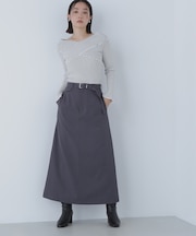 ベルテッドセミフレアロングスカート＊