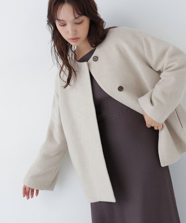 カシミヤブレンドハーフコート**