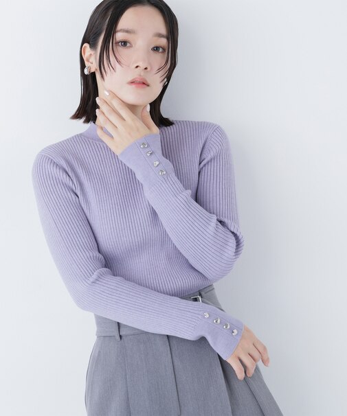 ハートボタンカフスニット＊