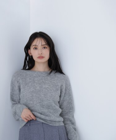 アルパカ混クルーネックニット＊