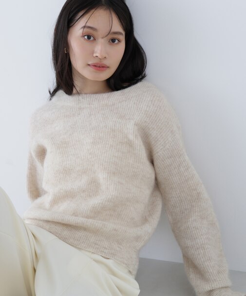 アルパカ混クルーネックニット＊