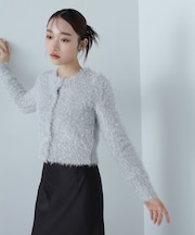 ラメニットショートカーディガン＊