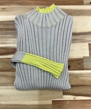 バイカラーウールリブセーター