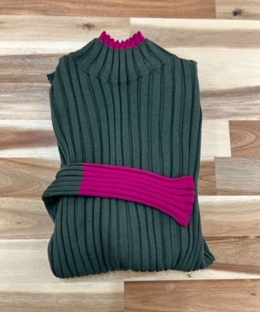 バイカラーウールリブセーター