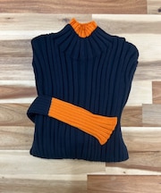 バイカラーウールリブセーター