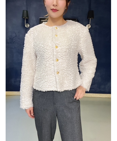 クルーネックボアブルゾン