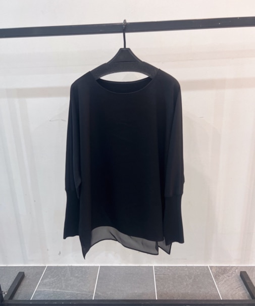 チュールドッキングジョーゼットブラウス