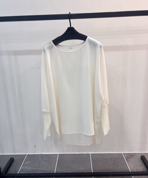 チュールドッキングジョーゼットブラウス