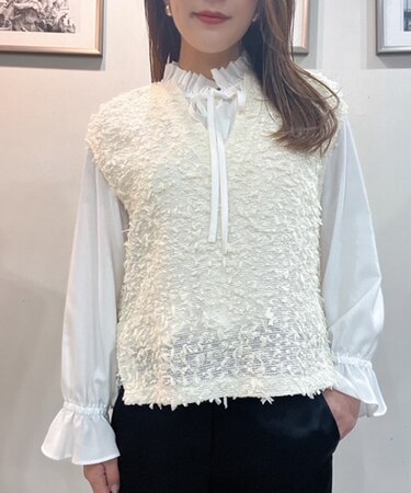 カラミツイードスリットネックベスト