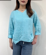 フレンチリネンVネックブラウス