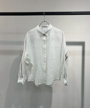 グログランテープ付きリネンシャツジャケット