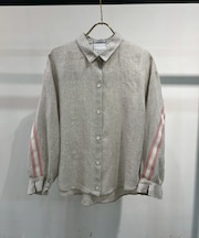 グログランテープ付きリネンシャツジャケット