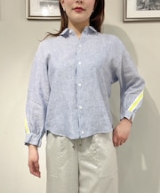 グログランテープ付きリネンシャツジャケット