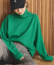 ウールカシミヤ ラグランタートルニット