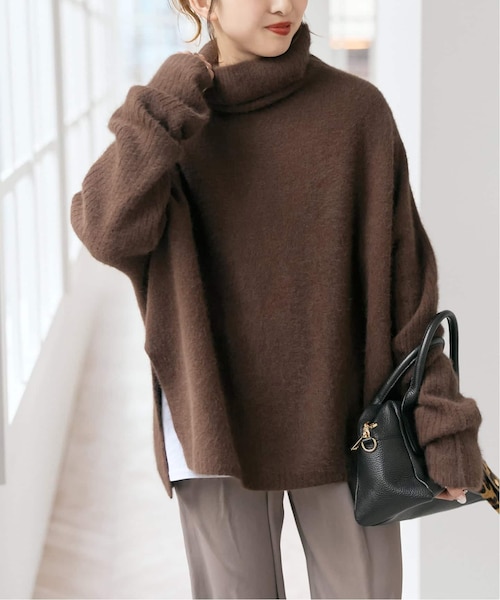 追加》フォックスウールミックスロングリブタートルプルオーバー